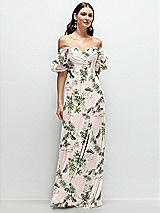 Front View Thumbnail - Palm Beach Print Dramatic Ruffle Edge Strap Chiffon Maxi Dress