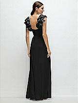 Alt View 2 Thumbnail - Black Dramatic Ruffle Edge Strap Chiffon Maxi Dress