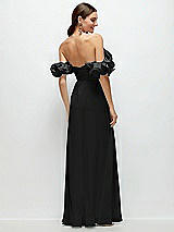 Side View Thumbnail - Black Dramatic Ruffle Edge Strap Chiffon Maxi Dress