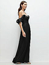 Rear View Thumbnail - Black Dramatic Ruffle Edge Strap Chiffon Maxi Dress