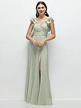 Alt View 1 Thumbnail - Celadon Dramatic Ruffle Edge Strap Chiffon Maxi Dress