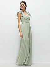 Alt View 3 Thumbnail - Celadon Dramatic Ruffle Edge Strap Chiffon Maxi Dress