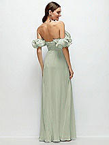 Side View Thumbnail - Celadon Dramatic Ruffle Edge Strap Chiffon Maxi Dress