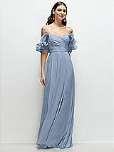 Front View Thumbnail - Cloudy Dramatic Ruffle Edge Strap Chiffon Maxi Dress