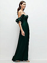 Rear View Thumbnail - Evergreen Dramatic Ruffle Edge Strap Chiffon Maxi Dress