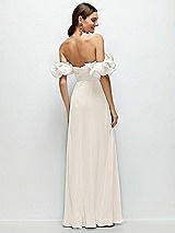 Side View Thumbnail - Ivory Dramatic Ruffle Edge Strap Chiffon Maxi Dress