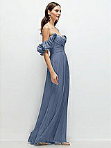 Rear View Thumbnail - Larkspur Blue Dramatic Ruffle Edge Strap Chiffon Maxi Dress