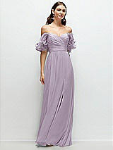 Front View Thumbnail - Lilac Haze Dramatic Ruffle Edge Strap Chiffon Maxi Dress