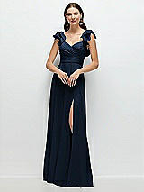 Alt View 1 Thumbnail - Midnight Navy Dramatic Ruffle Edge Strap Chiffon Maxi Dress