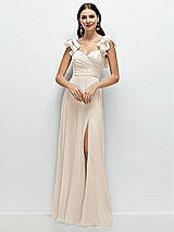 Alt View 1 Thumbnail - Oat Dramatic Ruffle Edge Strap Chiffon Maxi Dress