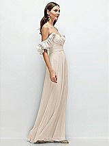 Rear View Thumbnail - Oat Dramatic Ruffle Edge Strap Chiffon Maxi Dress