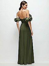 Side View Thumbnail - Olive Green Dramatic Ruffle Edge Strap Chiffon Maxi Dress