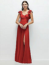 Alt View 1 Thumbnail - Poppy Red Dramatic Ruffle Edge Strap Chiffon Maxi Dress