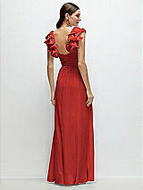 Alt View 2 Thumbnail - Poppy Red Dramatic Ruffle Edge Strap Chiffon Maxi Dress