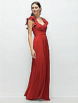 Alt View 3 Thumbnail - Poppy Red Dramatic Ruffle Edge Strap Chiffon Maxi Dress