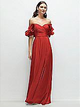 Front View Thumbnail - Poppy Red Dramatic Ruffle Edge Strap Chiffon Maxi Dress
