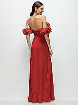 Side View Thumbnail - Poppy Red Dramatic Ruffle Edge Strap Chiffon Maxi Dress