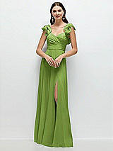 Alt View 1 Thumbnail - Peridot Green Dramatic Ruffle Edge Strap Chiffon Maxi Dress