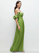 Rear View Thumbnail - Peridot Green Dramatic Ruffle Edge Strap Chiffon Maxi Dress