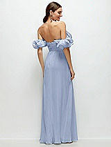 Side View Thumbnail - Sky Blue Dramatic Ruffle Edge Strap Chiffon Maxi Dress