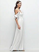 Rear View Thumbnail - White Dramatic Ruffle Edge Strap Chiffon Maxi Dress