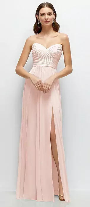 light dusty pink bridesmaid dresses Medium Wash Denim Drop Waist Dress - Mini Dresses main image 0