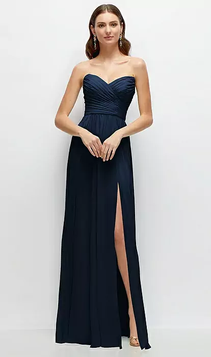 navy chiffon dress Dark A-line Spaghetti Straps Homecoming with Beads Navy Bridesmaid Dress Chiffon Size Medium Alie Street Marissa Chiffon Dress