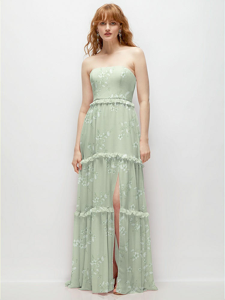 strapless pleated foil tail party dress Gold Strapless Foil Flounce Gown