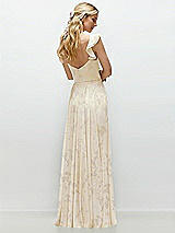 Rear View Thumbnail - Butter Yellow Floral Convertible Ruffle Strap Chiffon Maxi Dress with Full Circle Skirt