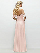 Alt View 3 Thumbnail - Blush Convertible Ruffle Strap Chiffon Maxi Dress with Full Circle Skirt