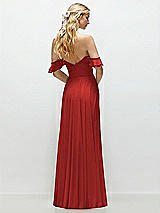 Alt View 3 Thumbnail - Poppy Red Convertible Ruffle Strap Chiffon Maxi Dress with Full Circle Skirt