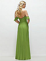 Alt View 3 Thumbnail - Peridot Green Convertible Ruffle Strap Chiffon Maxi Dress with Full Circle Skirt