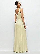 Rear View Thumbnail - Butter Yellow Cowl Neck Chiffon Maxi Dress with Hand-Worked Petal Straps