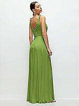 Rear View Thumbnail - Peridot Green Cowl Neck Chiffon Maxi Dress with Hand-Worked Petal Straps