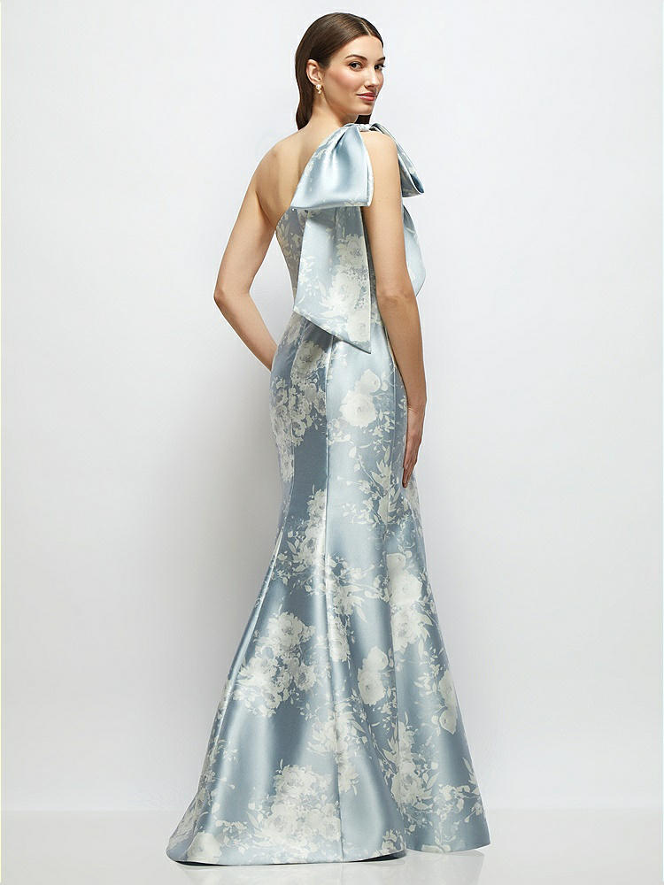 Bow One-shoulder Full A-line Floral Satin Maxi Bridesmaid Dress In Sage  Cottage Rose | The Dessy Group
