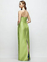 Rear View Thumbnail - Mojito Strapless Satin Column Dress with Bow-Trimmed Skinny Belt