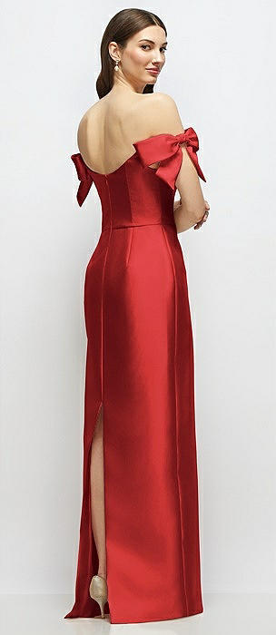 poppy colored bridesmaid dresses Poppy Strapless Chiffon Bridesmaid Dress