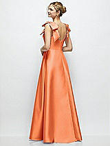 Rear View Thumbnail - Portofino Orange Deep V-Neck Satin Ball Gown with Shoulder Bows