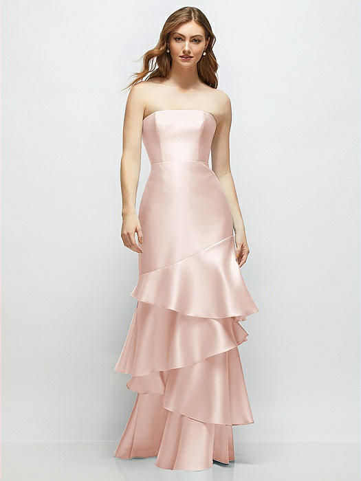 Strapless Bodycon Maxi Dress with Tiered Ruffle Skirt