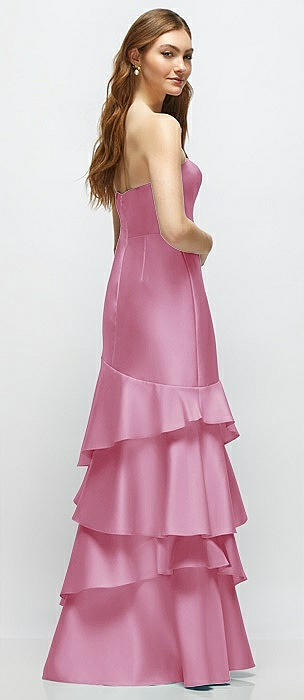 pink ruffle bridesmaid dress Girls Off Shoulder Chiffon Long Dress for Junior Bridesmaid Parties main image 1