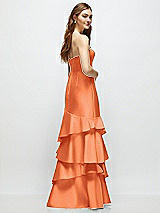 Rear View Thumbnail - Portofino Orange Strapless Bodycon Maxi Dress with Tiered Ruffle Skirt