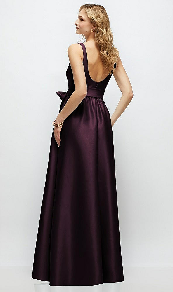 Back View - Deep Plum Scoop-Neck Tank Bodice Maxi Dress with Full Skirt
