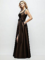 Front View Thumbnail - Espresso Scoop-Neck Tank Bodice Maxi Dress with Full Skirt