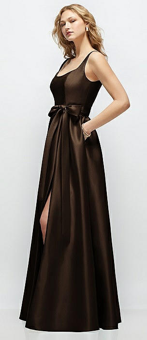 espresso colored bridesmaid dresses Espresso Bridesmaid Dress Matte Satin Size Medium