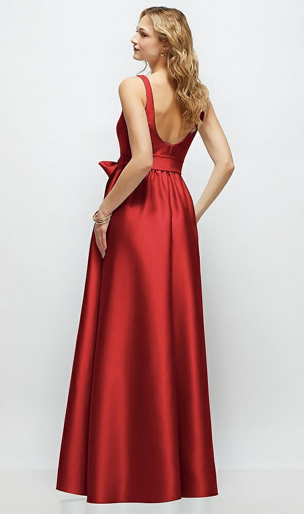 Back View - Poppy Red Scoop-Neck Tank Bodice Maxi Dress with Full Skirt