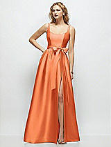 Side View Thumbnail - Portofino Orange Scoop-Neck Tank Bodice Maxi Dress with Full Skirt