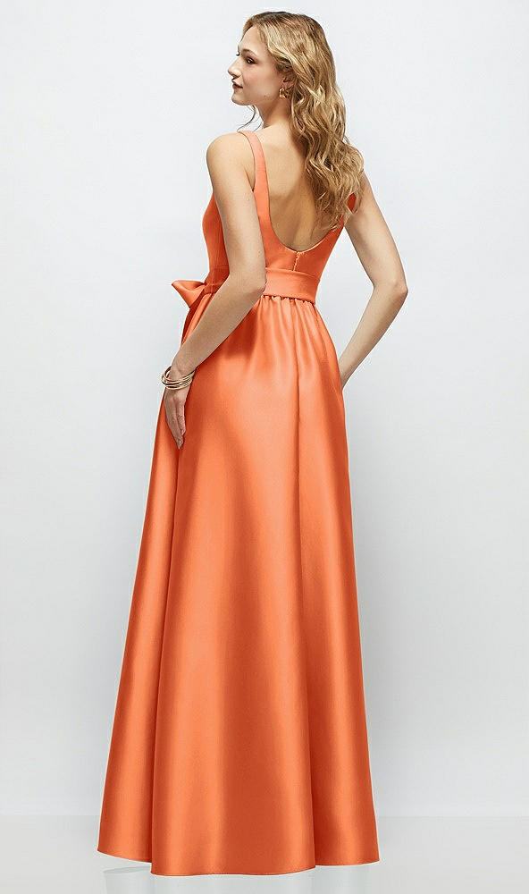 Back View - Portofino Orange Scoop-Neck Tank Bodice Maxi Dress with Full Skirt