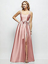Side View Thumbnail - Rose Scoop-Neck Tank Bodice Maxi Dress with Full Skirt