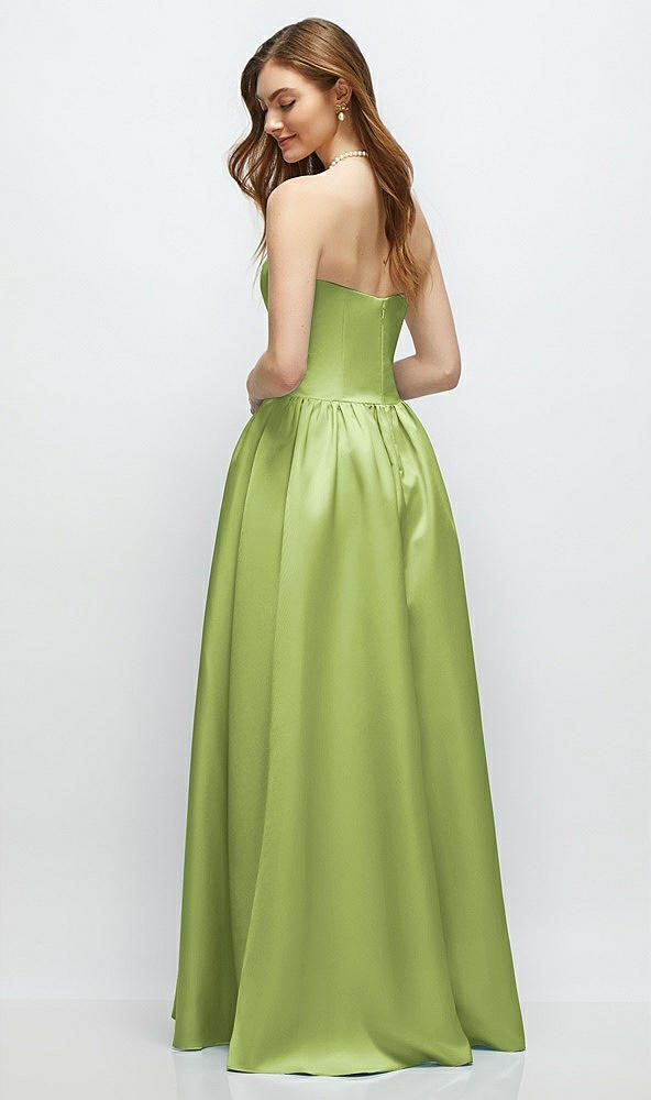 Back View - Mojito Strapless Satin Drop Waist Gown with Full Skirt
