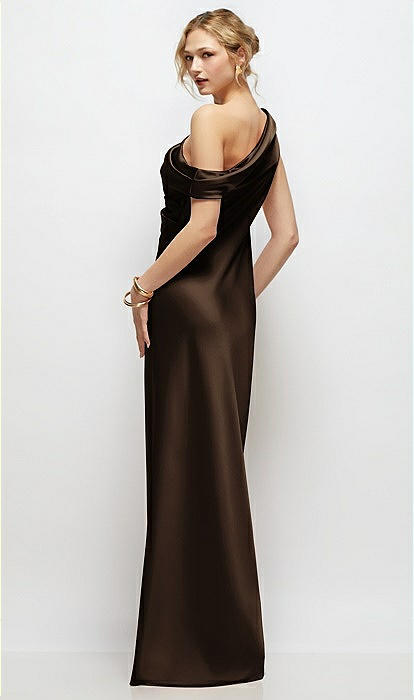 Draped One-shoulder Bias Stretch Satin Maxi Bridesmaid Dress In